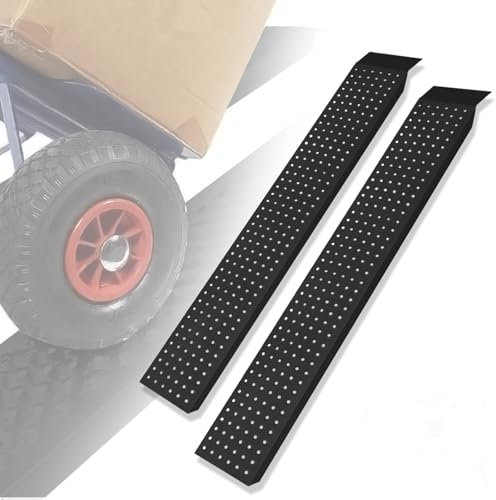 ROSEJANE 2X Auffahrrampe Verzinkter Stahl bis zu 400kg Belastbar, Laderampe Verladerampe für Anhänger, Auto Rampe 160cm Schwarz
