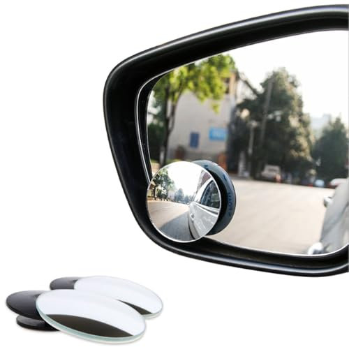 JIADEXIN Blind Spot Mirrors - Round Frameless 360° Rotate Sway Adjustable HD Glass Convex Mirror Maximize RearView Universal for Car SUV Trucks Traffic Security to Eliminate Blind Spots - Pack of 2