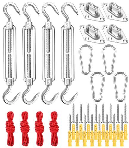 Kit Montaje Toldo Vela M5, Kit de Montaje para Toldo, Acero Inoxidable Kit de Fijación para Toldo, Kit de Fijación para Toldo para Triángulo y Rectángulo, Kit de Toldo Vela Rectangular