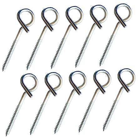 Ciieeo 10pcs Threaded Safety Screw Hooks Ceiling Hooks for Hanging Plants Lights and Cables Indoors Outdoors Easy Installation