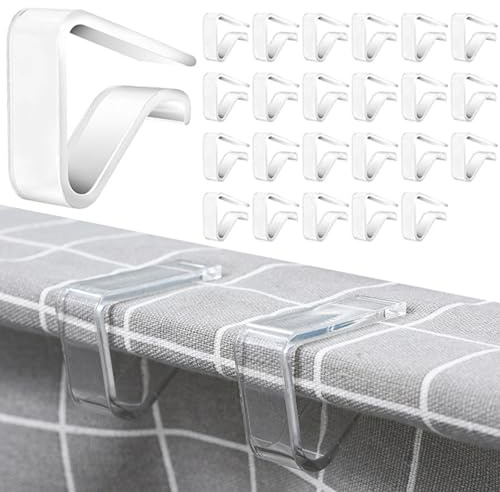 Oruiiju 24-Pack Clear ABS Plastic Tablecloth Clips | Fits 0.78-1.3 Table Edges | Windproof & Portable for Picnic, Camping, Wedding & Home Use