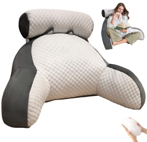 Yagerod Back cushion bed, XXL Relax back support cushion, 70x50cm Large Viroxa reading pillow with armrests, removable pillowcase, provides back support, for reading, watching TV, meeting(A,70 x 50)
