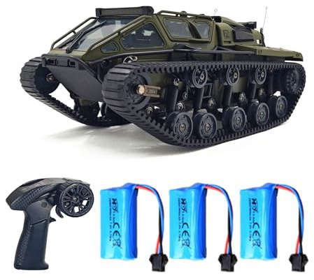 Pretfy Véhicule Jouet Tank télécommandé Puissant et Puissant avec une Grande adaptabilité au Terrain - Voiture sur Chenilles Rechargeable pour un Plaisir Extérieur Plus Long (Vert #-3)