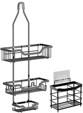 Metal Bathroom Organizer Durable Rustproof Storage Shelf For Shower And Bathtub Space Saving Bath Accessory (BK2, One Size)