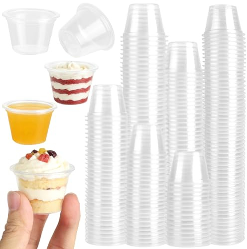 ZEFAN 300 stycken snapsglas plast, 3 cl/30 ml shotglas plast, återanvändbara shotglas plast, PP-mugg plast för bröllop, fester, vinprovningar