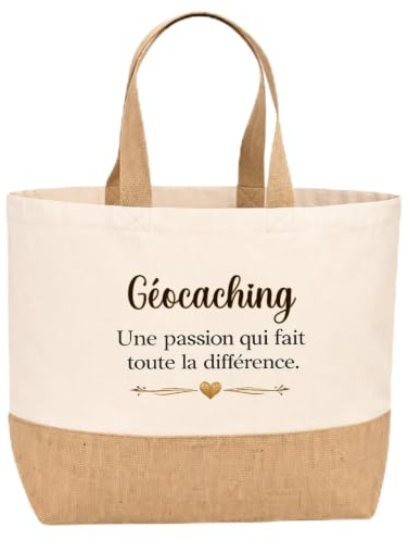 Sac jute Géocaching une passion Cadeau Anniversaire idée cadeau femme | Sac de shopping