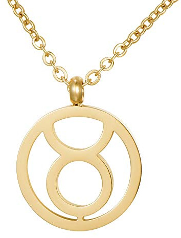 Morella collana da donna in acciaio inox oro con ciondolo segno zodiacale Toro in sacchetto di velluto