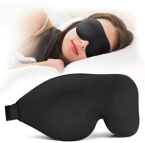 NEWVANGA Sleep Mask for Back and Side Sleeper, Block Out Light, Luxury Sleeping Eye Mask of 3D Night Blindfold, Zero Pressure Breathable Travel Eye Cover Black