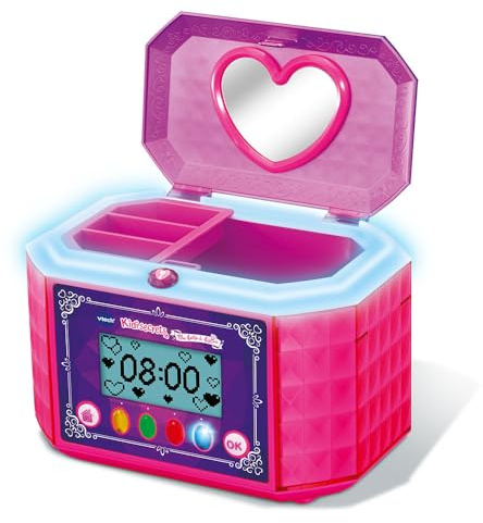 VTech - KidiSecrets, Meine Schmuckschatulle in Rosa, 8 in 1 mit Code, Lautsprecher, 9 Spiele, elektronisches Spielzeug, Geräusche und Lichter, Geschenk für Kinder von 4 Jahren bis 10 Jahren – Inhalt