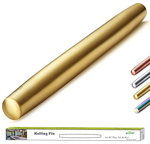 Berglander Teigroller 42cm Edelstahl Nudelholz mit Gold Titan Beschichtung zum Backen Pizza Teig, Kuchen, Essential Kitchen Utensil Geschenkideen Gor Bakers.