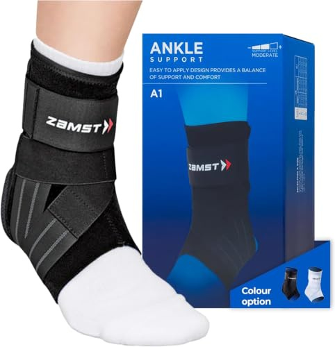Zamst A1 ankelbandage justerbart mot böjning vid tung stukning kronisk instabilitet (vänster – S) – perfekt för sport – bandage fotled män och kvinnor – anatomisk passform