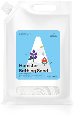 BUCATSTATE Hamster Sand with Pour Spout, 3KG Chinchilla Sand, Natural Desert Bathing Sand No-Dust Potty Litter Sand for Hamster Gerbil (Plant Scented)