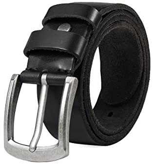 BELTER Ledergürtel Herren Gürtel für Männer 38mm Echter Leder Jeansgürtel mit Geschenkbox (160cm, Schwarz)