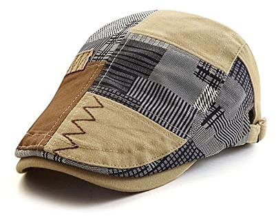 Casquette Plate Vintage Homme Coton Réglable Irlandaise Flat Cap Béret Loisirs Sport Chapeau Souple Visière pour Printemps été (Beige)