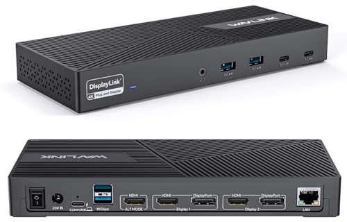 Docking Station, WAVLINK Estación de Acoplamiento de Pantalla Triple con Carga de 100W, para MacBook Neo,Windows,Mac, Chrome con Thunderbolt 3/4 o USB-C (3 HDMI, 2 DP, 2 USB-C, 2 USB, Ethernet, Audio)