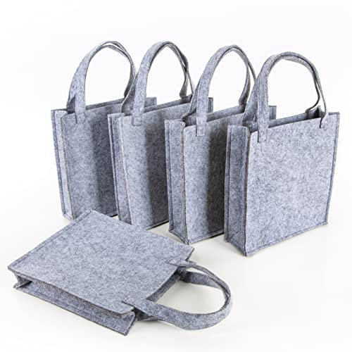 Logbuch-Verlag 5 kleine Geschenktaschen Filz Geschenk Beutel 18 x 20 x 5 cm grau Kunden Verpackung