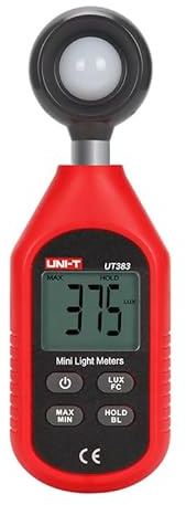 UNI-T Hygrometer UT383 Mini Light Meters with Certificates: CE, UKCA 200,000 LUX Digital Luxmeter Luminance Lux Fc Test Max Min Illuminometers Photometer