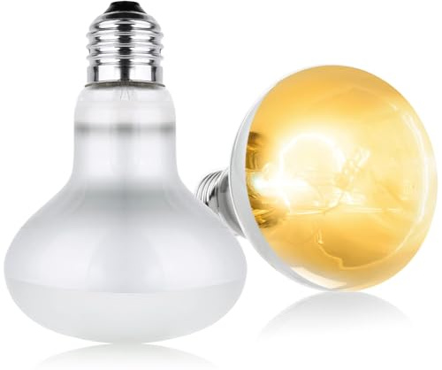 Adiwo Bombillas de Calefacción para Reptiles, 2PCS Bombilla de Luz de Calentamiento, 220V 75W Lámpara de Calor para Reptiles, E27 Luz de Calefacción para Mascotas para Anfibios Lagarto Tortuga