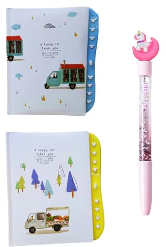 QLEUIFT 2 pcs Diario de contraseñas, Diario con Cerradura para niñas y Mujeres, Diario 200 páginas con contraseña Bloqueada, Cuaderno de Viaje, Viene con 1 Uds. De bolígrafos de Acuarela.
