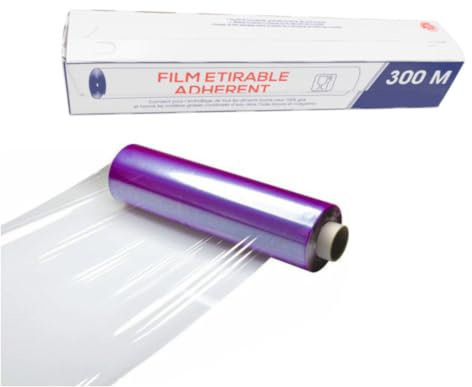D-Work 6 rotoli di pellicola estensibile per alimenti, trasparente, 45 cm x 300 m, dimensioni 300 m x 45 cm, spessore 8 micron, adatti per microonde e congelamento, materiale PVC sicuro