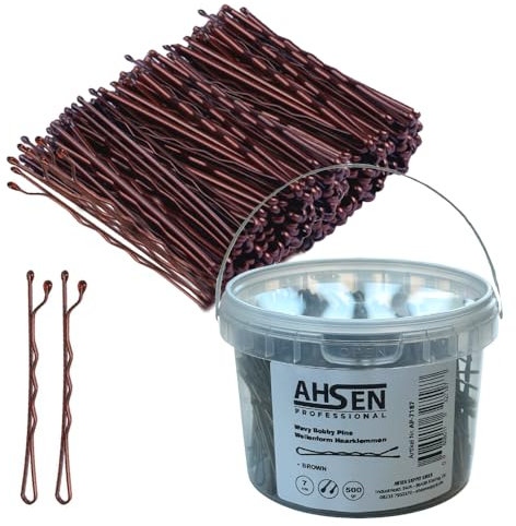 Ahsen Professional Wavy Bobby Pins 7 cm Marron – Pinces à cheveux avec boîte de rangement Marron