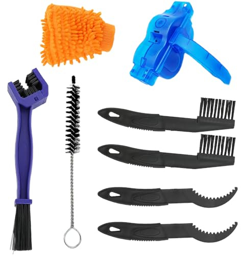 Glamifyr 8 Stück Fahrrad kettenreiniger,Kettenreiniger Fahrradkette,Fahrrad Reinigungsset,Kettenreinigungsgerät Kettenbürste für City MTB und Faltrad, Fahrradreinigungsbürsten-Werkzeugset