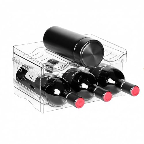 URMONA Porte-Bouteilles Empilable 2 Niveaux, Support pour 6 Bouteilles | Organisateur boissons, rangement bouteilles d’eau, support vin, porte-gobelets, canettes, frigo, plan de travail, bureau