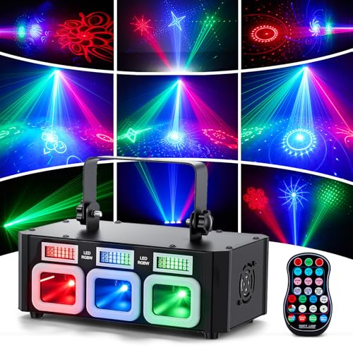 Lumière Disco DJ avec Télécommande, Lumière de Fête, Jeux de Lumières LED RGBW, 90 Motifs Dynamiques, Activation Sonore, DMX, pour Anniversaire, Club, Mariage et Bar