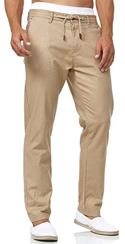 Indicode Herren Veneto Stoffhose aus Leinen & Baumwolle | Leinenhose Freizeithose Männer Cornstalk, XXL