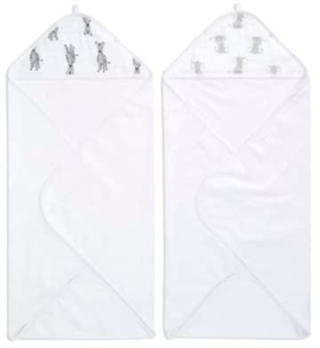 aden + anais essentials Kapuzenhandtuch für Jungen & Mädchen, weiches Baby Badetuch aus 100% Baumwolle, Wickelbadetuch-Set für Kinder, Kleinkinder & Säuglinge, 2er-Pack, Safari Babes