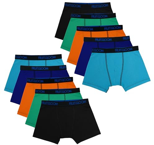 Fruit of the Loom Boys' and Toddler Boxer Briefs, Tag Free Underwear, Assorted Color Multipacks, 10 Pack-Breathable Micro Mesh, Small
