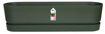 elho Greenville Pflanzgefäß Lang 70 - Übertopf für Außen - 100% recyceltem Plastik - Ø 69.0 x H 18.5 cm - Grün/Laubgrün