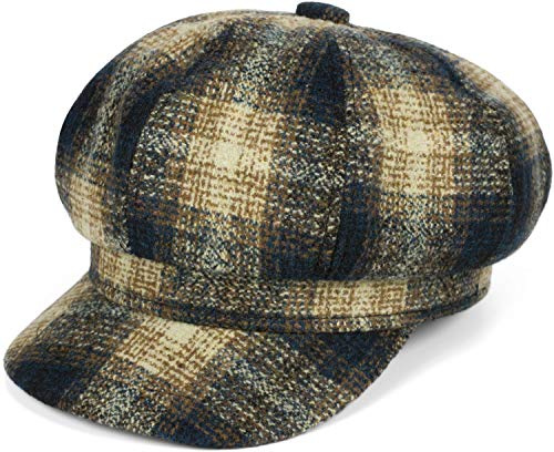 styleBREAKER Gorra de Globo para Damas en óptica de Cuadros, Gorra a Cuadros Estilo Vintage, Gorra Deslizante Bakerboy, Gorra Newsboy 04023077, Color:Azul Oscuro-marrón-Beige