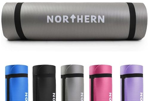 NORTHERN Yoga Mat, Soft Foam 10mm Extra Thick, Lightweight, Non-Slip Large Surface Exercise Mat for Pilates, Gymnastics, Workout & Home Gym Training, Includes Carry Strap