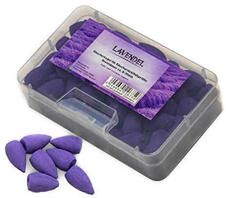 IMAGO 70 Stück Räucherkegel in verschiedenen Duftvarianten zum Auswählen, natürliche Rauchkegel, für Backflow, Rückfluss Räuchergefäß, Brunnen (Lavendel)