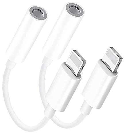 [Apple MFi Certified] 2 Pack for iPhone 3.5mm Headphones Adapter, Lightning to 3.5 mm Headphone Earphone Jack Converter Audio Aux Adapter Dongle Compatible with iPhone 13 12 11 Pro XR XS Max X 8 7
