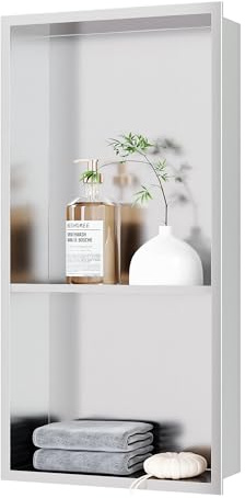 Neodrain Stainless Steel Shower Niche with Shelf Recessed Single Wall Niche Shower Storage for Bathroom 60 x 30 x10 cm