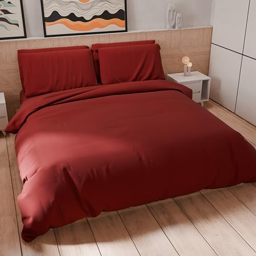 PETTI Artigiani Italiani - Ett fyrkantigt och ett halvt påslakan och örngott i Microfiber, Enfärgad mörk Cypria, 100% tillverkad i Italien