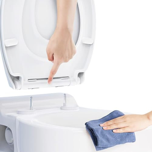 Ram® WC-Sitz mit Schnellentriegelung, Absenkautomatik, mit Scharnieren, Toilettensitz aus ABS, Weiß
