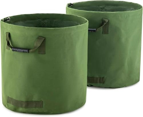MOOWY Gartensack aus gewachstem Segeltuch (2 x 120 L) – Extrem Robuste und Wetterfeste Laubsacke, Gartenabfallsäcke mit Wachsbeschichtung aus militärischem Segeltuchgewebe - Ø50 cm