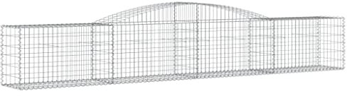 Makastle Set de 9 Parterre surélevé en Gabions arqués, jardinière en Cage à Pierre, Lit Surélevé à Gabion, Parterre de Fleurs Jardin Terrasse Extérieur Jardinière Panier à Pierres, 400x50x60/80 cm