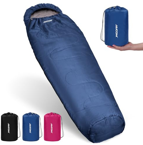 JAICOM Sacco a Pelo Per Adulti - Sacco a Pelo Invernale Portatile Ultraleggero e Impermeabile [800g/1600g], Ideale per il Campeggio, 4 Stagioni, lo Zaino in Spalla (Blu - 4 stagioni)