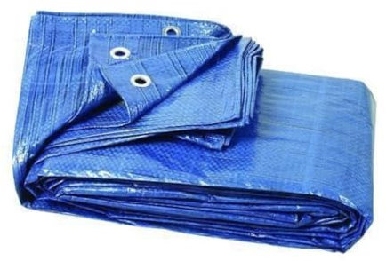 eacommerce - Telo Telone occhiellato in Polietilene | Impermeabile Multiuso | Resistente e Antistrappo | Fissaggio Facile con Occhielli in Alluminio, Blu, 40 g/m² | 3x4 Metri