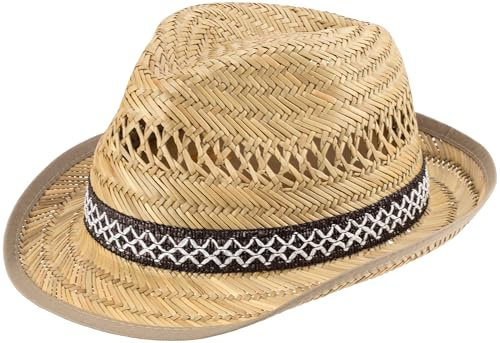 Farmer – Erntehelfer Strohhut für Damen & Herren | Leichter Trilby Sommerhut mit Belüftung & dekorativem Hutband | Atmungsaktiv für Garten, Freizeit & Urlaub (DE/NL/SE/PL, Alphanumerisch, M, Natur)