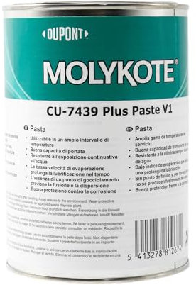 Molykote Cu-7439 Plus Paste V1 1kg Grasso Lubrificante con Polvere di Rame Alta Resistenza al Carico Antiseize Componenti Macchinari Alta Temperatura