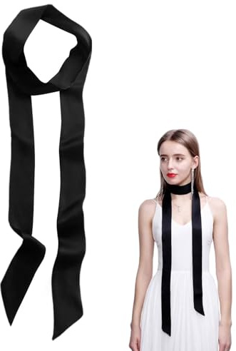 JUKOTA Ceinture en Satin pour Femme,4.5cm x 195cm Ruban imitation,Ruban en Soie Imitation,Foulard Femme,Foulard Satin,Cravate pour Femme,Accessoire de chapeau (Noir)