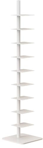 Estantería de metal de 9 niveles, torre vertical para libros, estante de almacenamiento alto y estrecho para oficina en casa, estantería de esquina para espacios reducidos, exhibición multiusos