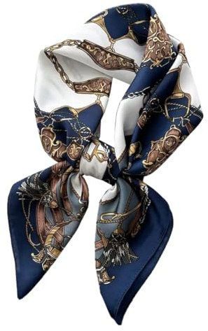 YIPFEN Pañuelo Grande 70x70 cm, Fular de Satén Cuadrado para Mujer, Suave Pañuelo Cuello Azul Marino, Versátil Pañuelo Cabeza para Fiesta, Boda y Viajes, Elegante Accesorio