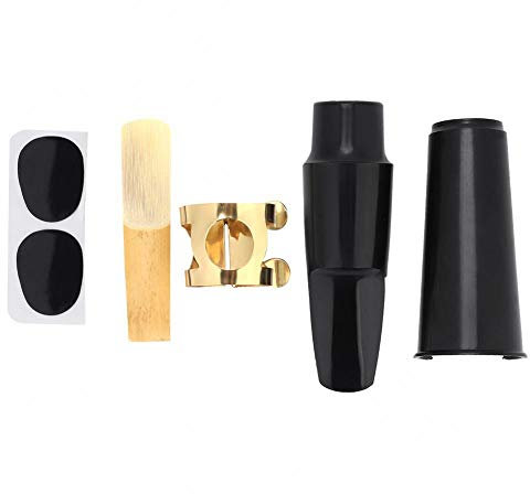 Dilwe 5 IN 1 Alt Saxophon Kit, ABS Mundstück mit Kappe Metallschnalle Reed Pads