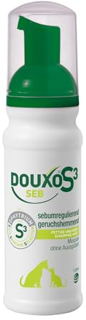DOUXO S3 SEB Mousse, Dog & Cat Dandruff Solution, Soothing Leave-On Cat Mousse, Effective Mousse for Dog Dermatitis, Flaky & Oily Pet Skin, Hypoallergenic Fragrance, Dog Dandruff Mousse, 150ml